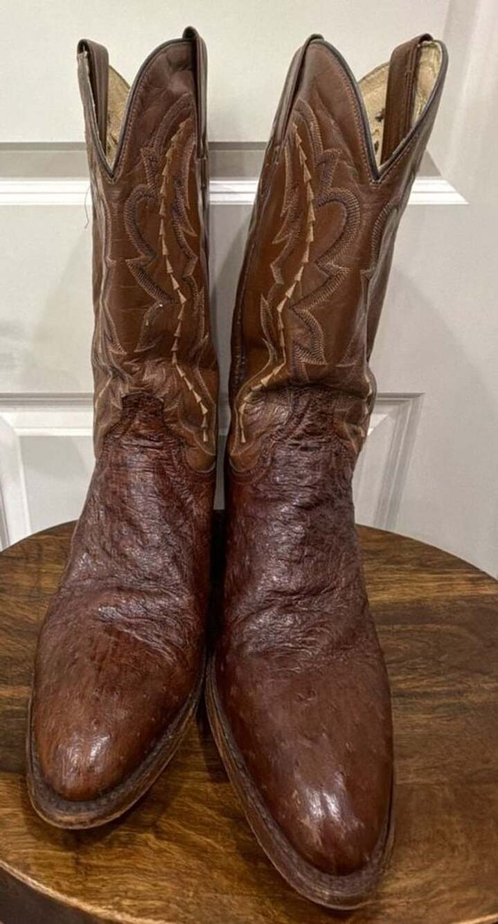 Dan Post Ostrich Leg Cowboy Boots Size 13 D Brown Leather Western